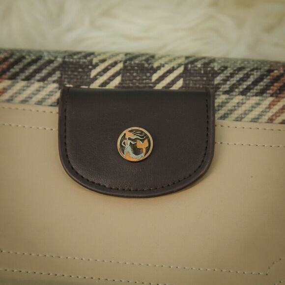 Spartina 449 Wymberly Linen Leather Plaid Zip Removable Strap Wristlet Clutch - Picture 2 of 7